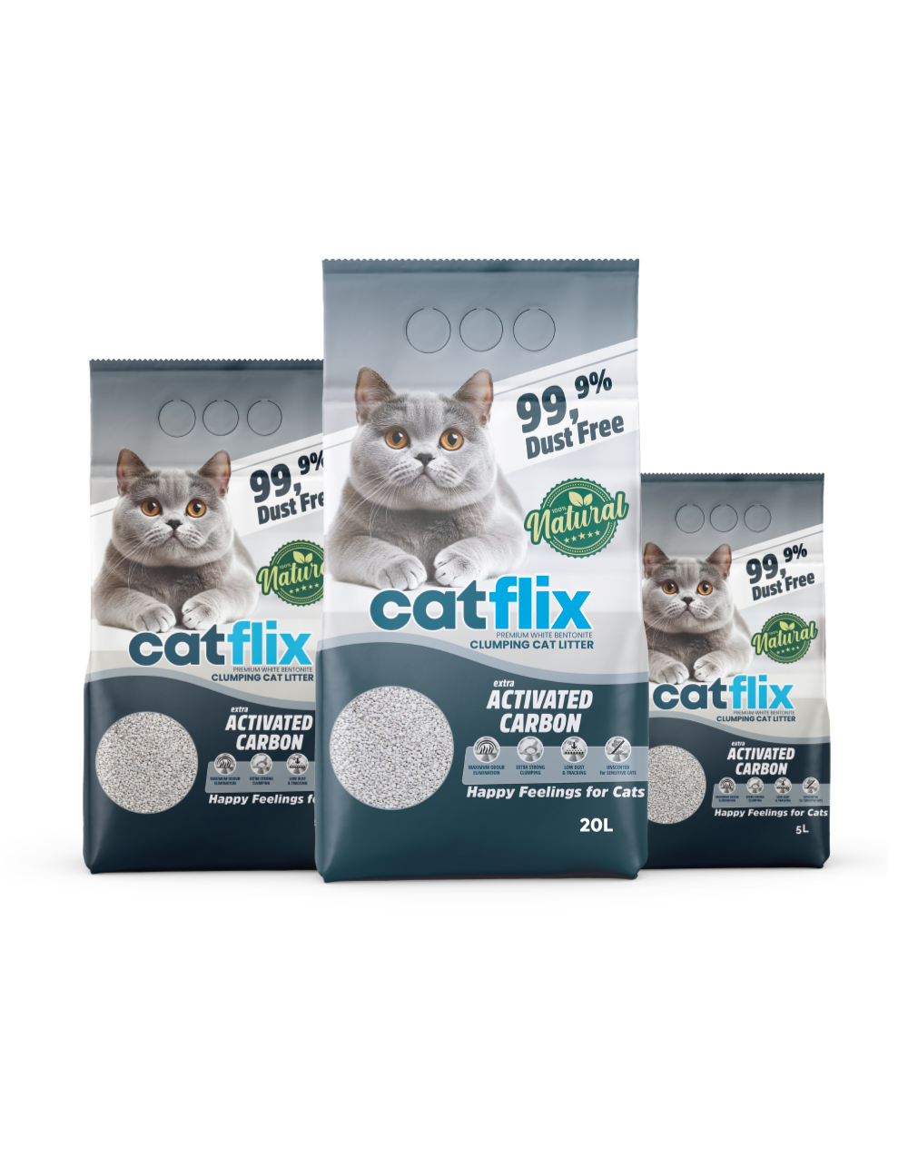 Catflix Activated Carbon White Bentonite Cat Litter