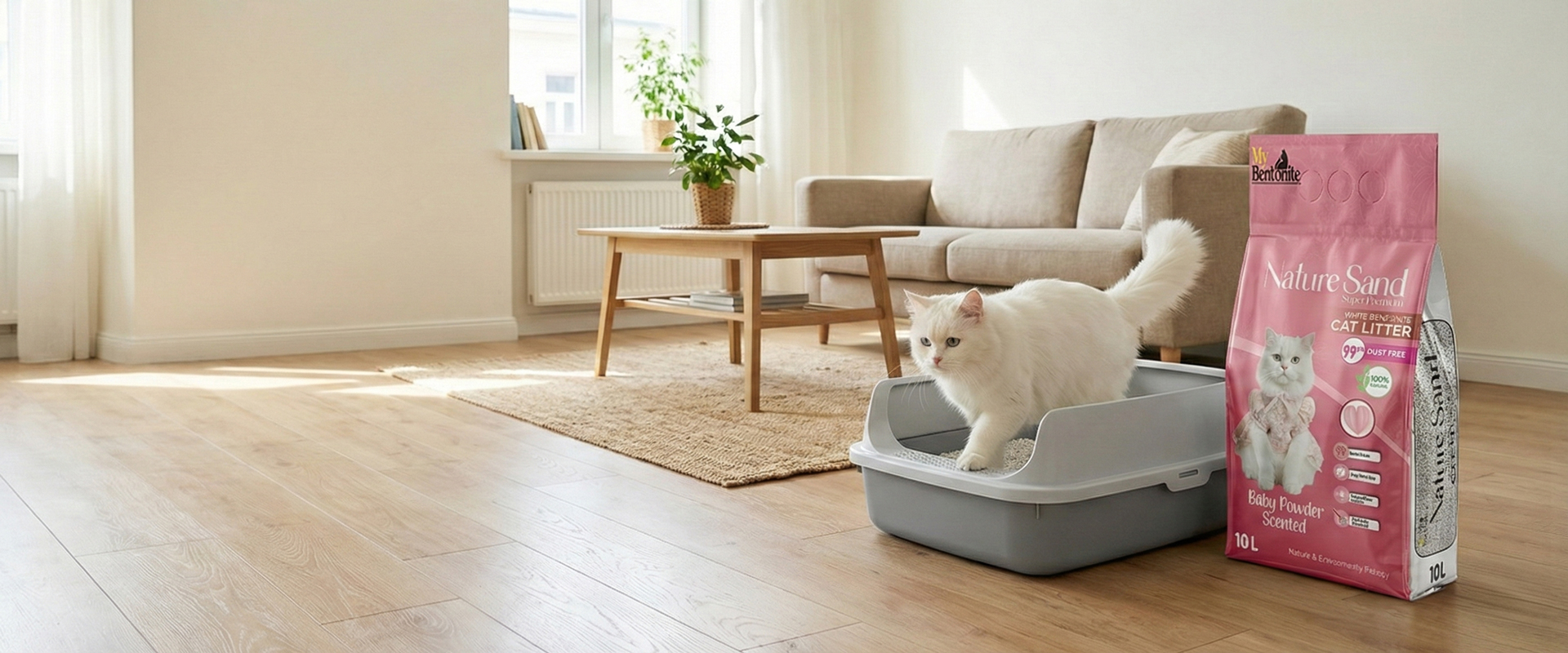 Naturesand OEM private label white bentonite cat litter bags ready for export container shipping