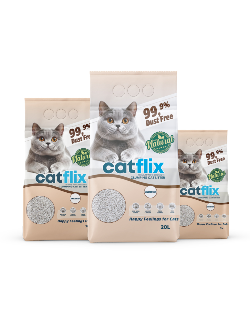 Catflix Unscented White Bentonite Cat Litter