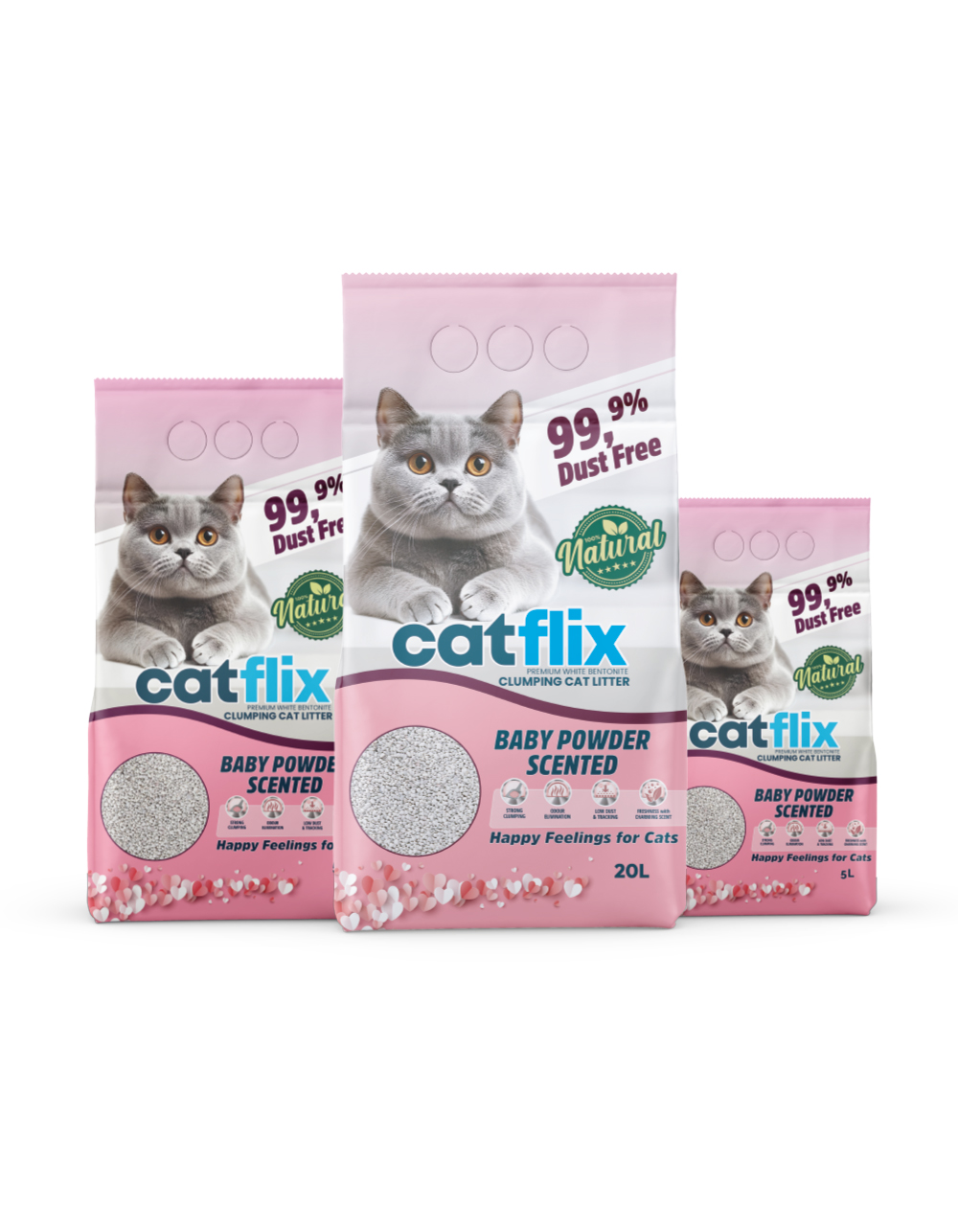 Catflix Baby Powder Scented White Bentonite Cat Litter